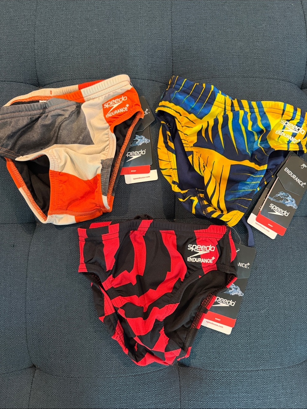 Youth Speedo Endurance+ Swim Briefs Bundle of 3 NEW waist 22 competitive Euro
